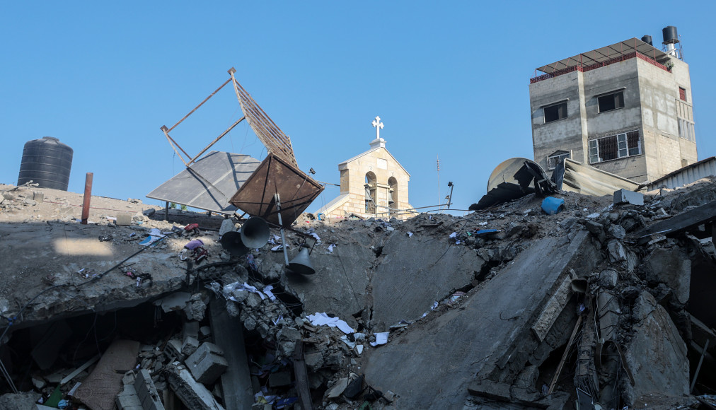 L'église orthodoxe grec Porphyrius après une nuit de bombardements à Gaza, le 20 octobre 2023. L'église orthodoxe grec Porphyrius après une nuit de bombardements à Gaza, le 20 octobre 2023. / Keystone