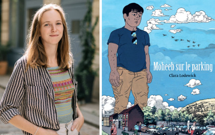 Clara Lodewick et la couverture de sa BD, Moheeb sur le parking. / © Chloé Vollmer-Lo 